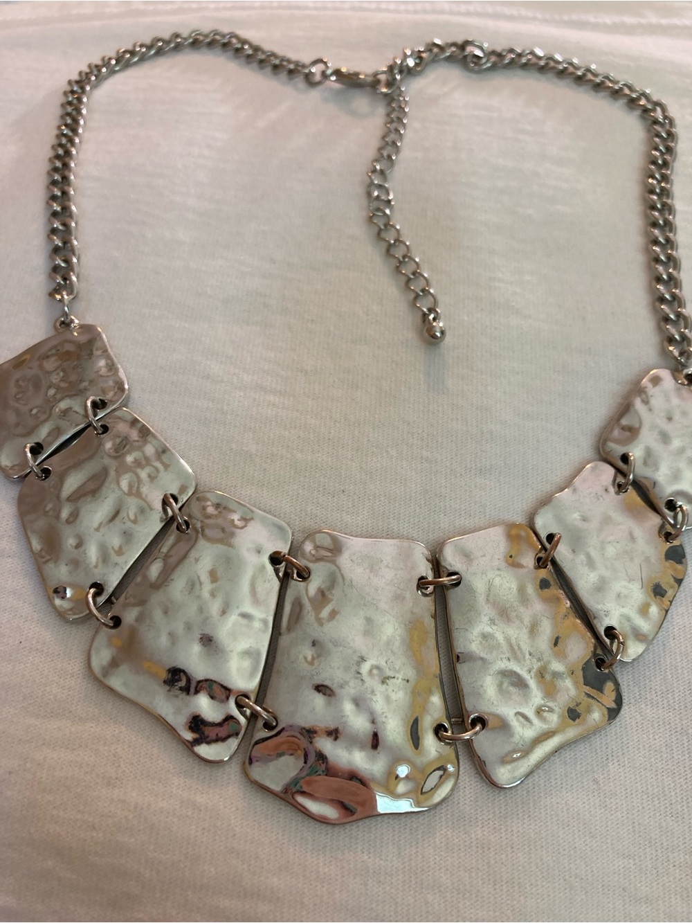 Hammered Chunky Bib Statement Necklace